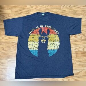 Math Is No Prob-Llama Graphic Tee Men’s XL Funny Llama Math Shirt Navy Blue